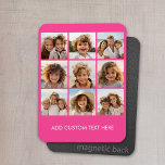 Instagram fotocollage met 9 vierkante foto's magneet<br><div class="desc">Gebruik je foto's zonder lijsten op deze. Voeg uw favoriete afbeeldingen en momentopnamen toe aan deze strip voor een leuke geheugenhouder. Een artistieke manier om je beste foto's te tonen die foto's delen.</div>
