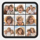 Instagram fotocollage met 9 vierkante foto's vierkante sticker (Voorkant)