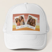 Instagram fotocollage met kleurrijke strepen trucker pet (Voorkant)