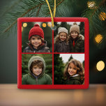 Instagram-fotocollage met pretkerst keramisch ornament<br><div class="desc">Een eenvoudig en modern ontwerp dat uw foto's benadrukt. Het is een enkelzijdig ornament met 4 foto's. Als u problemen hebt met uw afbeelding of tekst,  klikt u op de knop Aanpassen en kunt u dingen verplaatsen en wijzigingen aanbrengen.</div>