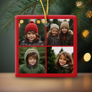 Instagram-fotocollage met pretkerst keramisch ornament