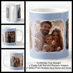 Instagram Fotocollage Modern Sjabloon Blauw C410 Koffiemok
