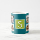 Instagram Fotocollage Monogram - Blauw en Lime Koffiemok (Center)