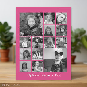 Instagram fotocollage - tot 14 foto's Roze Briefkaart