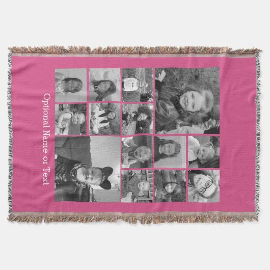 Instagram fotocollage - tot 14 foto's Roze Deken (Voorkant)
