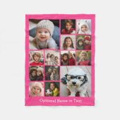 Instagram fotocollage - tot 14 foto's Roze Fleece Deken (Voorkant)