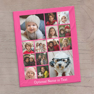 Instagram fotocollage - tot 14 foto's Roze Fleece Deken