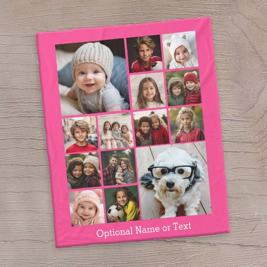 Instagram fotocollage - tot 14 foto's Roze Fleece Deken