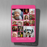 Instagram fotocollage - tot 14 foto's Roze Magneet<br><div class="desc">Een ontwerp met een kleurrijke achtergrond. Gebruik maximaal veertien vierkante foto's om een uniek en persoonlijk cadeau te creëer. Als u de afbeeldingen moet aanpassen,  klik op het aanpassingshulpmiddel om veranderingen aan te brengen.</div>
