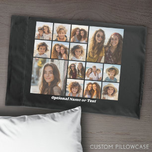 Instagram fotocollage - tot 14 foto's zwart kussensloop