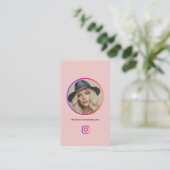 Instagram Fotogrid Volg profiel Blush Pink Visitekaartje (Staand voorkant)