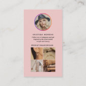 Instagram Fotogrid Volg profiel Blush Pink Visitekaartje (Achterkant)