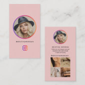 Instagram Fotogrid Volg profiel Blush Pink Visitekaartje (Voorkant / Achterkant)