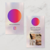 Instagram Fotogrid Volg profiel Holographic Visitekaartje (Voorkant / Achterkant)