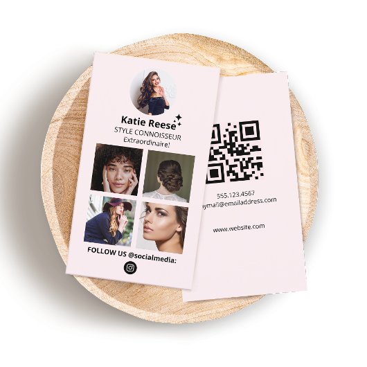 Instagram Fotoraster, Blush Pink Social Media Visitekaartje