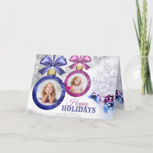 Instagram Foto's Kerstbal Roze Paarse Sneeuw Kaart