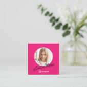 Instagram Fotoscript Hot Pink Social Media Contactkaartje (Staand voorkant)