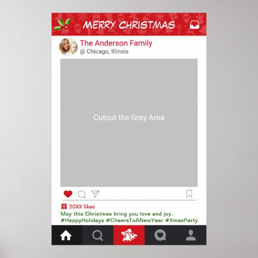 Instagram Frame Kerstfeest Foto Booth Poster (Voorkant)