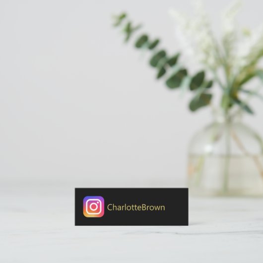Instagram gebruikersnaam modern zwart mini visitekaartje (Staand voorkant)