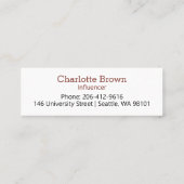 Instagram gebruikersnaam modern zwart mini visitekaartje (Achterkant)