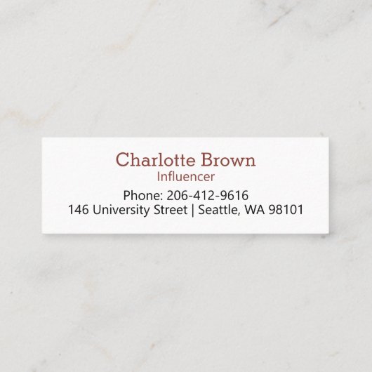 Instagram gebruikersnaam modern zwart mini visitekaartje (Achterkant)