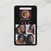 Instagram Glitter Neon Roze Afrikaans Haarvlechten Visitekaartje (Voorkant)