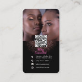 Instagram Glitter Neon Roze Afrikaans Haarvlechten Visitekaartje (Achterkant)