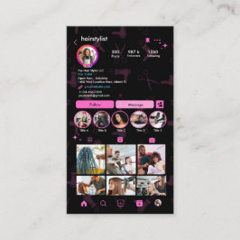 Instagram haarstylist roze | QR-code Social Media Visitekaartje