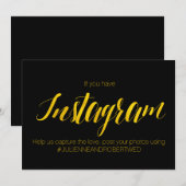 "Instagram Hashtag" Faux Gold Foil Wedding Sign Kaart (Voorkant / Achterkant)