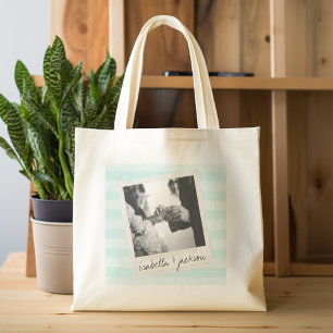 Instagram Huwelijksfoto Retro lijst Aangepaste tek Grote Tote Bag