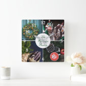 Instagram Hygge Christmas Personalized Photo Grid Vierkante Klok (Huis)