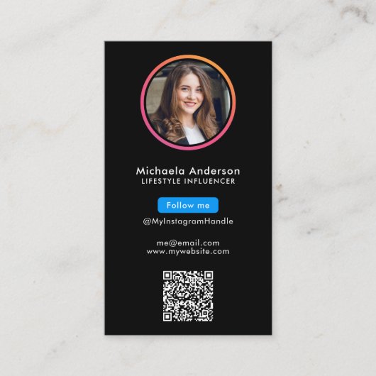Instagram Influencer QR-code Visitekaartje (Voorkant)