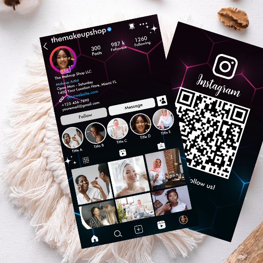 Instagram Influencer Zwart QR Code Social Media Visitekaartje