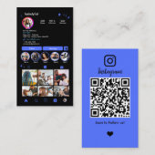 Instagram Kapper Blauwe QR-code Social Media Visitekaartje (Voorkant / Achterkant)