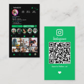 Instagram Kapper Groen QR Code Sociale Media Visitekaartje (Voorkant / Achterkant)