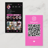 Instagram Kapper Roze QR Code Social Media Visitekaartje (Voorkant / Achterkant)
