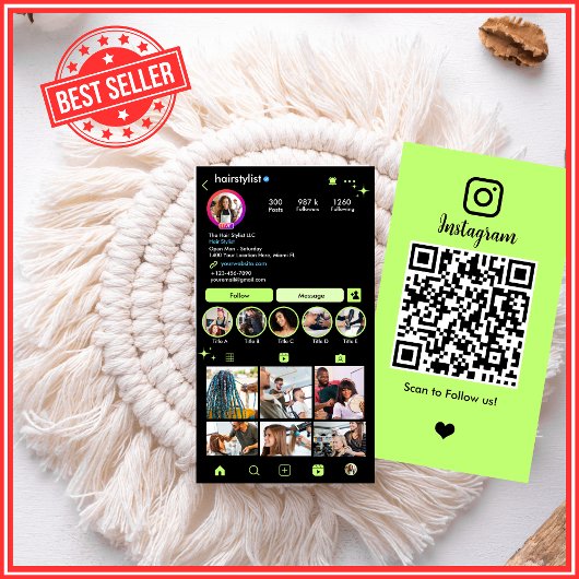 Instagram Kapsalon Lime QR Code Sociale Media Visitekaartje
