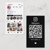Instagram Kapsalon Zwart QR Code Sociale Media Visitekaartje (Voorkant / Achterkant)
