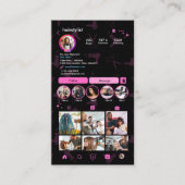Instagram Kapster Pink | QR Code Sociale Media Visitekaartje (Voorkant)
