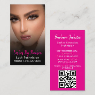 Instagram Lash Tech Roze en Zwarte QR-code Visitekaartje
