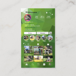 Instagram Lawn Care Landscaping maaien QR-code Visitekaartje