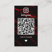 Instagram LUXE Rood & Zwart Marmer Agaat QR Visitekaartje (Achterkant)