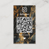 Instagram LUXURY Gold & Black Marble Agaat QR Visitekaartje (Achterkant)