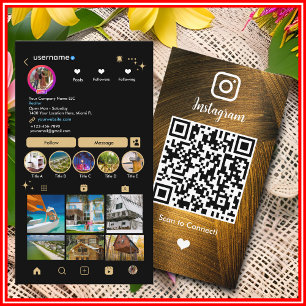 Instagram LUXURY Gold & Black Metal QR-code Visitekaartje