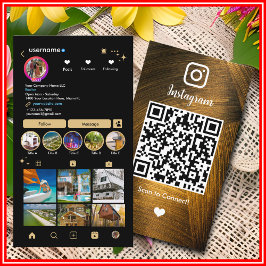 Instagram LUXURY Goud & Zwart Metalen QR Code Visitekaartje