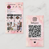 Instagram Marmer Roze QR Code Social Media Visitekaartje (Voorkant / Achterkant)