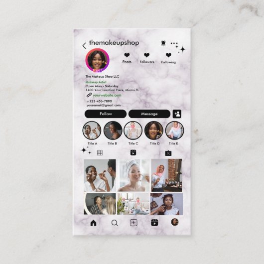 Instagram Modern Marmer QR Code | Sociale Media  Visitekaartje (Voorkant)