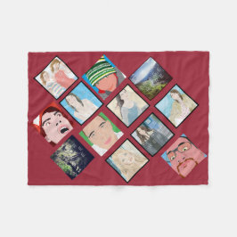Instagram Mosaic Photo Red Custom Fleece Blanket Deken