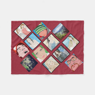 Instagram Mosaic Photo Red Custom Fleece Blanket Deken