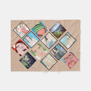 Instagram Mosaic Photo Tan Custom Fleece Blanket Deken